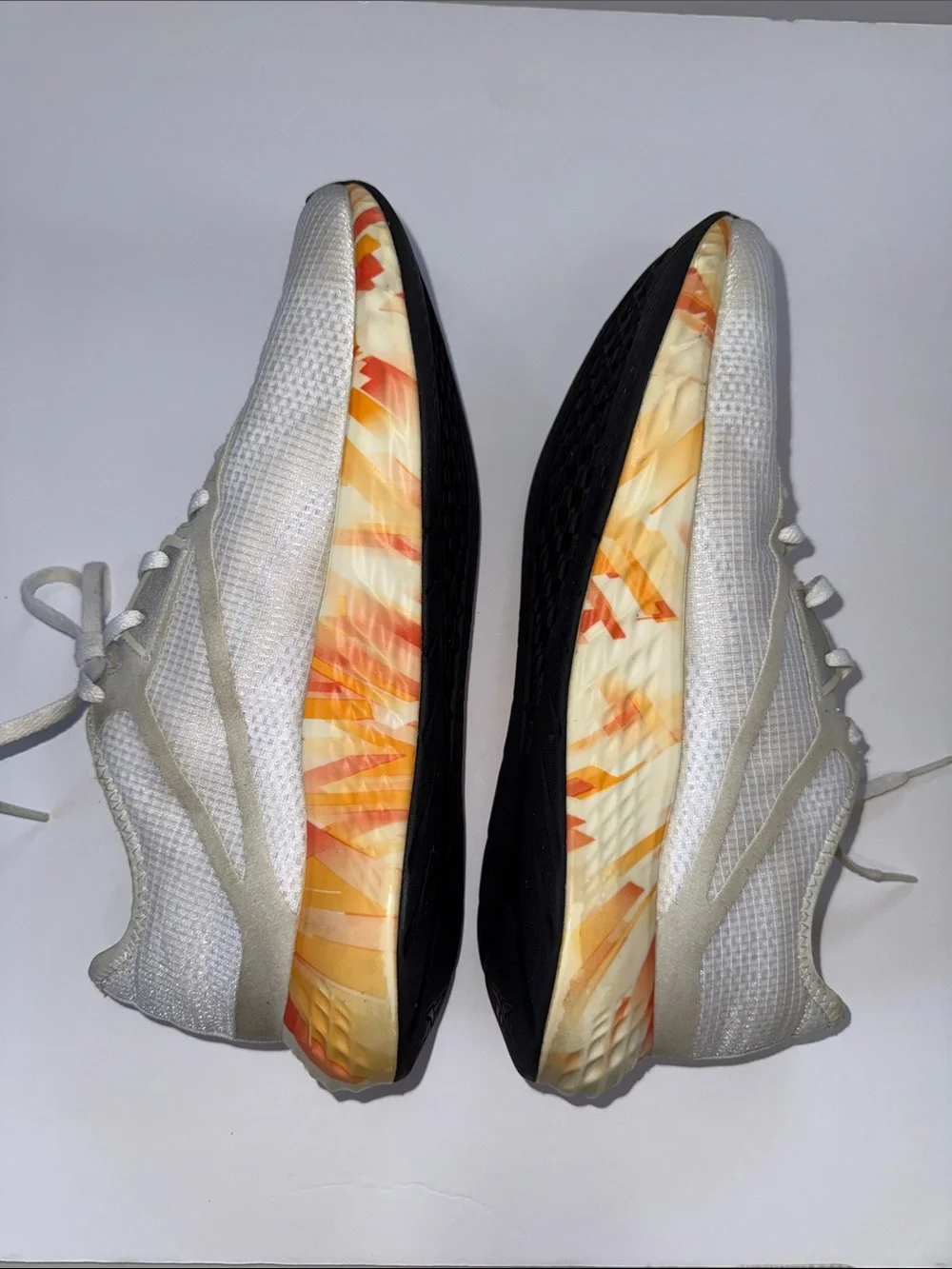 Reebok White Running Sneakers with Orange Yellow Marble Midsole